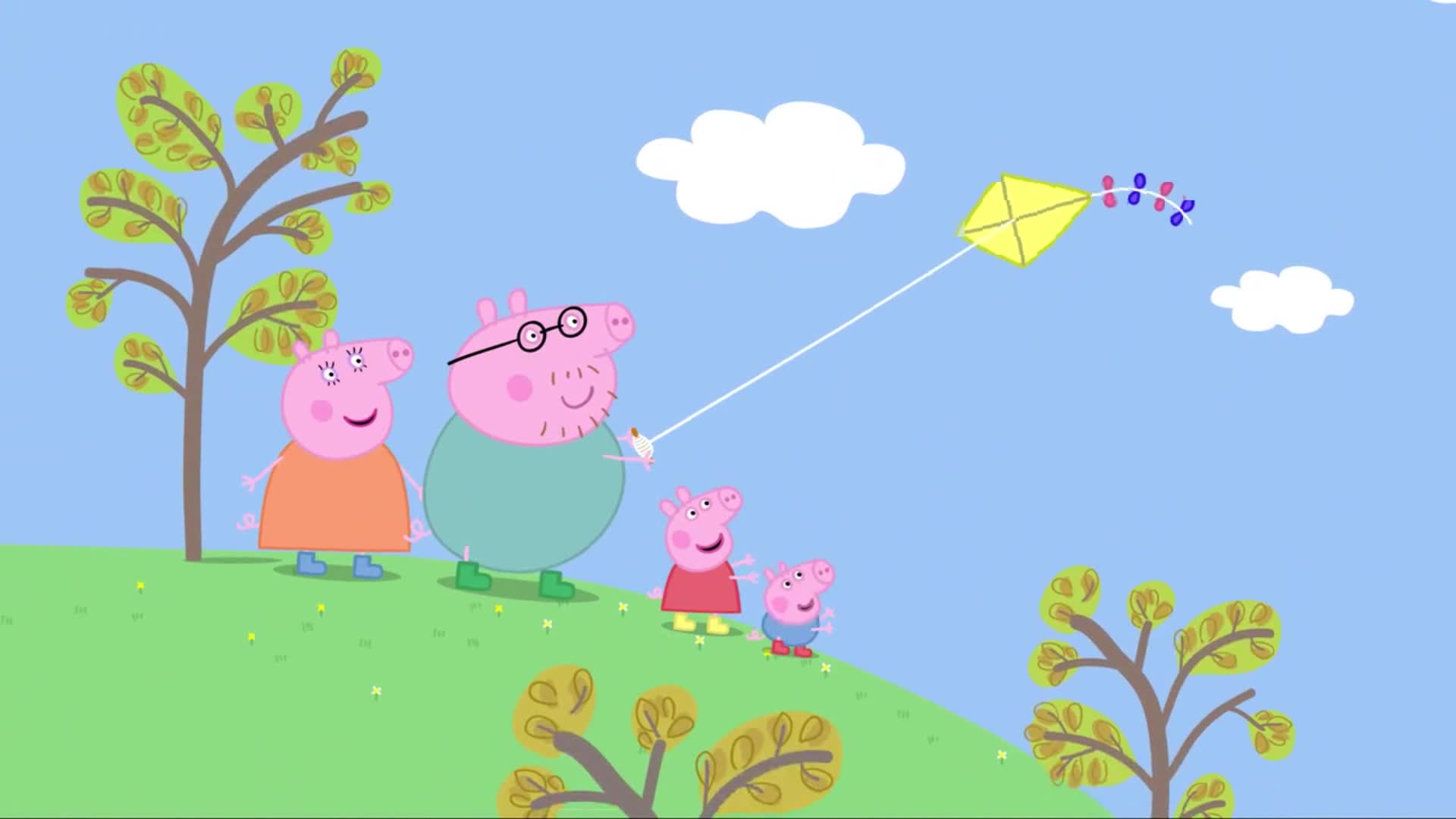 小猪佩奇:猪爸爸放风筝飞的太高挂到树上了!